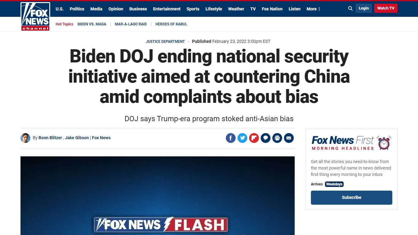 Biden DOJ ending national security initiative aimed at countering China ...